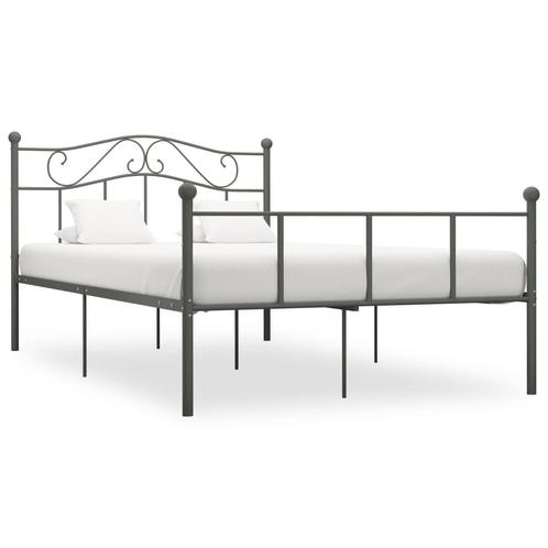 vidaXL Bedframe metaal grijs 140x200 cm, Huis en Inrichting, Slaapkamer | Bedden, 140 cm, 200 cm, Grijs, Tweepersoons, Nieuw, Metaal
