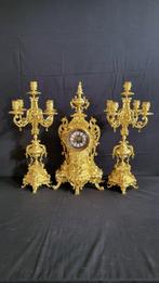 Klok en garnituur set  (3) Regency stijl - Verguld brons -, Antiek en Kunst