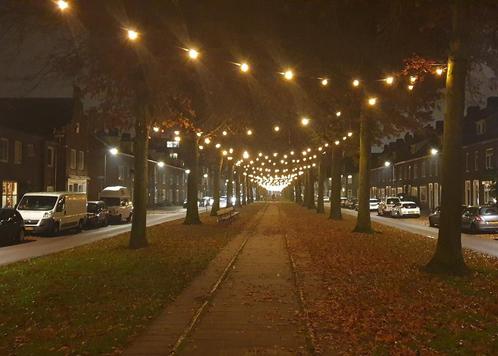 Prikkabel  25 meter met warm witte LED lampen met witte bol, Tuin en Terras, Buitenverlichting, Nieuw, Verzenden