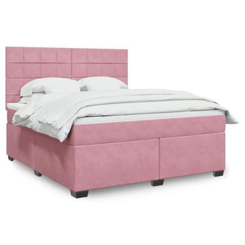 vidaXL Boxspring met matras fluweel roze 180x200 cm beschikbaar voor biedingen