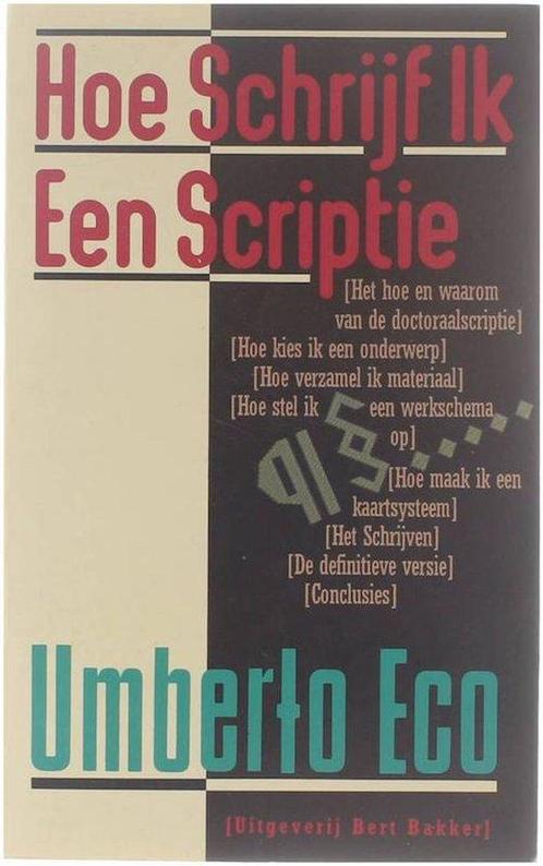 Hoe Schrijf Ik Een Scriptie 9789035102156 Umberto Eco, Boeken, Studieboeken en Cursussen, Gelezen, Verzenden