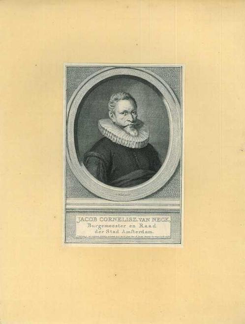 Portrait of Jacob Corneliszoon van Neck, Antiek en Kunst, Kunst | Etsen en Gravures