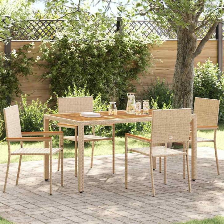 vidaXL Tuinstapelstoelen 4 pcs Crème en bruin, Tuin en Terras, Tuinstoelen, Nieuw, Rotan, Verzenden
