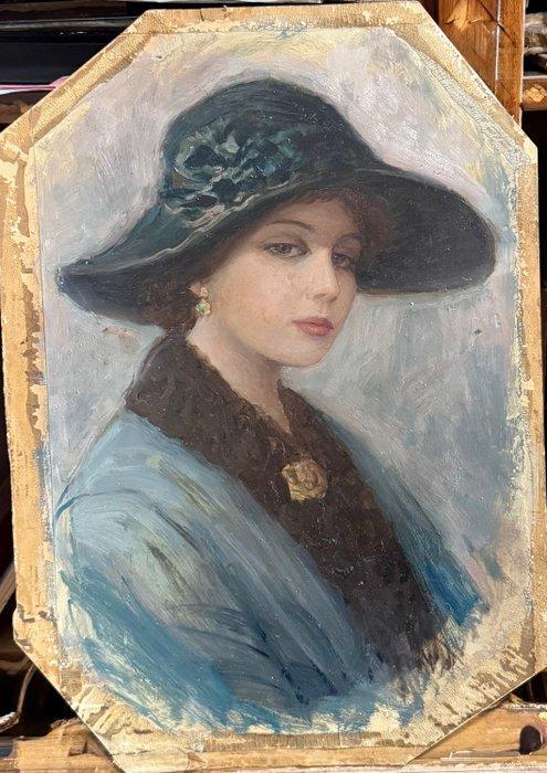 Scuola Italiana (XIX-XX) - Ritratto di Fanciulla, Antiek en Kunst, Kunst | Schilderijen | Klassiek
