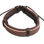 Fako Bijoux® - Armband - Leder - Cinqo - Bruin, Nieuw, Verzenden