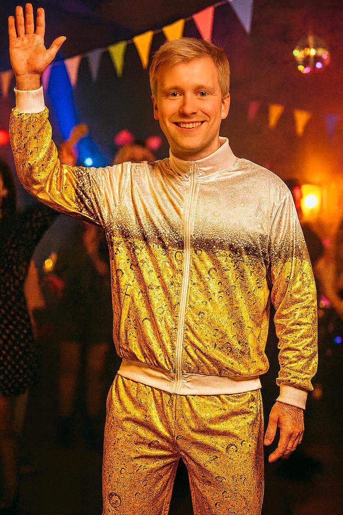 Bier Trainingspak – Goud/Wit - Unisex - Maat XS, Kleding | Heren, Carnavalskleding en Feestkleding, Nieuw, Ophalen of Verzenden