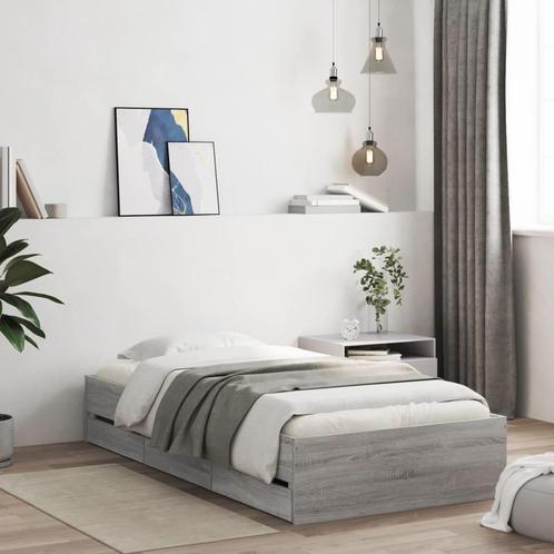 vidaXL Bedframe met lades bewerkt hout grijs sonoma eiken, Huis en Inrichting, Slaapkamer | Bedden, Grijs, Nieuw, Hout, Verzenden