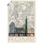 Artland Poster Retro kaart Rome Italië en skyline als, Verzenden, Nieuw