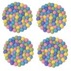 Vilten Onderzetters - Set 4 stuks - Bolletjes Volle Pastelkl, Ophalen of Verzenden, Nieuw