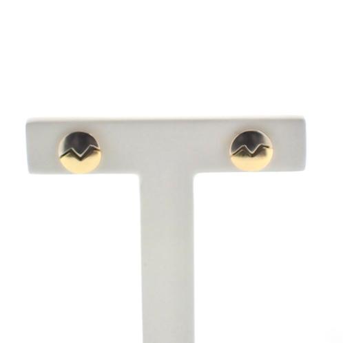 Bicolor gouden oorstekers (witgoud, oorbellen, geelgoud), Sieraden, Tassen en Uiterlijk, Oorbellen, Overige kleuren, Gebruikt