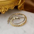 Bicolor gouden broche met diamant | 0,08 ct. (witgoud), Goud, Met edelsteen, Gebruikt, Ophalen of Verzenden