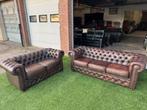 Bankstel CHESTERFIELD 3+2 zit banken bruin leer design sofa, Huis en Inrichting, Banken | Bankstellen, Design, Zo goed als nieuw