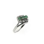 Witgouden ring met smaragd en diamant | 0,09 ct., 18 tot 19, Gebruikt, Overige kleuren, Ophalen of Verzenden