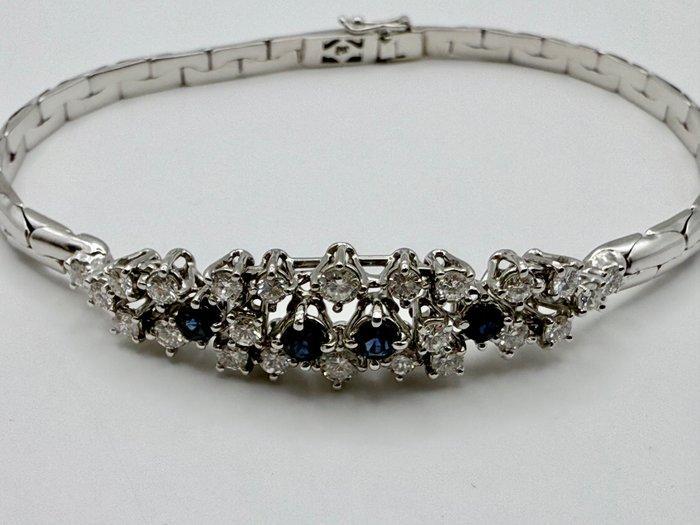 Armband - 18 karaat Witgoud - 2.50ct. tw. Saffier - Diamant, Sieraden, Tassen en Uiterlijk, Armbanden