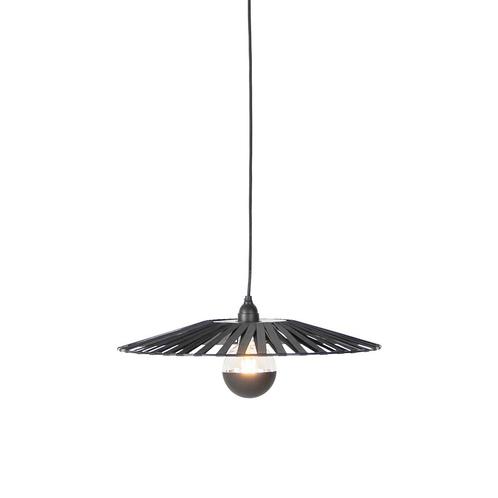 Landelijke hanglamp zwart 46 cm - Leia, Huis en Inrichting, Lampen | Hanglampen, Nieuw, Overige materialen, 75 cm of meer