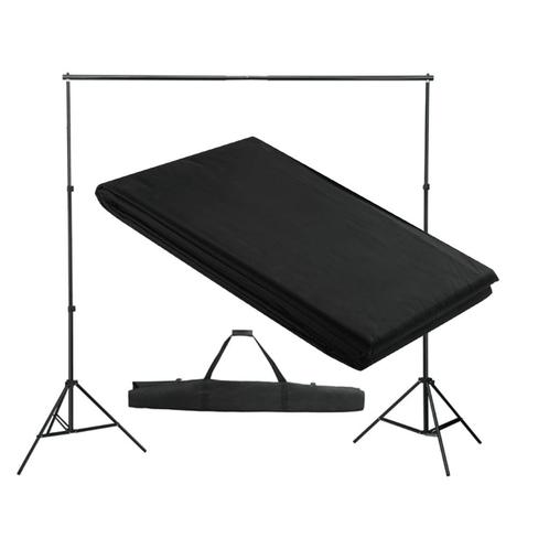 vidaXL Achtergrondsysteem 300x300 cm zwart, Audio, Tv en Foto, Fotografie | Fotostudio en Toebehoren, Nieuw, Verzenden