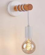 Retro Houten Wandlamp – Vintage E27 Muurverlichting Slaapkam, Huis en Inrichting, Lampen | Wandlampen, Verzenden, Nieuw
