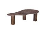 Veiling - Salontafel bruin marmer met houten poten 129x70x39, Nieuw