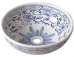 Sapho Priori keramiek waskom diameter 42 cm wit/blauw, Nieuw, Ophalen of Verzenden