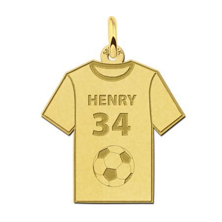 Gouden Voetbalshirt met rugnummer en naam kettinghanger, Sieraden, Tassen en Uiterlijk, Kettinghangers, Verzenden