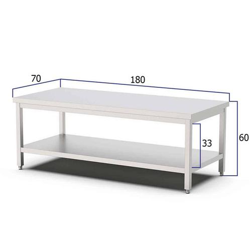 HCB Pro-line Werktafel - 180 x 70 x 60 cm - RVS, Zakelijke goederen, Horeca | Keukenapparatuur, Nieuw in verpakking, RVS Meubilair