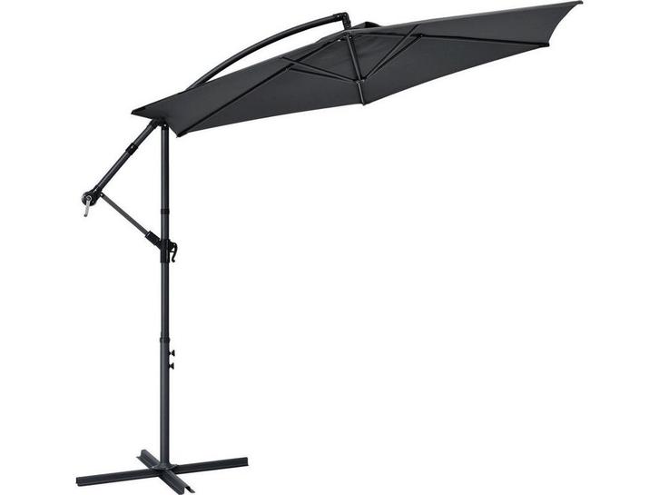 Juskys Brazil - Zweefparasol - 330 cm - Donkergrijs, Tuin en Terras, Parasols, Nieuw, Verzenden