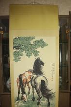 INK AND COLOR ON PAPER PAINTING HORSES - Chinese painter -