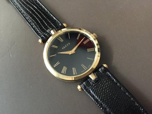 Gucci - Tresor Black Dial Gold Plated 18k - Zonder, Sieraden, Tassen en Uiterlijk, Horloges | Heren