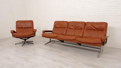 Vintage zithoek | 3-zits en fauteuil | King sofa | Leer, Huis en Inrichting, Fauteuils, Ophalen of Verzenden