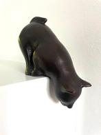 sculptuur, cat looking - 16 cm - Gepatineerd brons