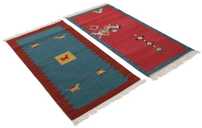 2x Kelim - Vloerkleed - 140 cm - 70 cm - Natuurf Colin, Huis en Inrichting, Stoffering | Tapijten en Kleden