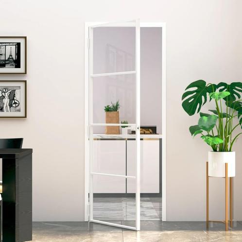 vidaXL Binnendeur 76x201,5 cm gehard glas en aluminium smal, Doe-het-zelf en Verbouw, Deuren en Horren, Nieuw, Verzenden