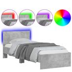 LED Bed 90x200 Betongrijs | Tweedekansje | OP=OP (bedframe), Huis en Inrichting, Slaapkamer | Bedden, 90 cm, Eenpersoons, Nieuw