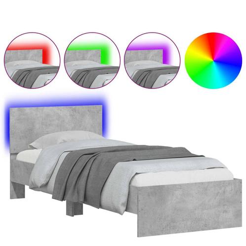 LED Bed 90x200 Betongrijs | Tweedekansje | OP=OP (bedframe), Huis en Inrichting, Slaapkamer | Bedden, 90 cm, 200 cm, Grijs, Nieuw