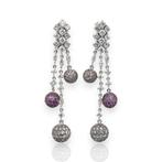 Oorbellen - 18 karaat Witgoud - 5.56ct. tw. Saffier -, Nieuw