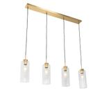Art Deco hanglamp goud met glas 4-lichts - Laura, Huis en Inrichting, Lampen | Hanglampen, Nieuw, Glas, Art Deco, 75 cm of meer