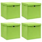 vidaXL Opbergboxen met deksel 4 st 32x32x32 cm stof groen, Huis en Inrichting, Woonaccessoires | Kisten, Verzenden, Nieuw
