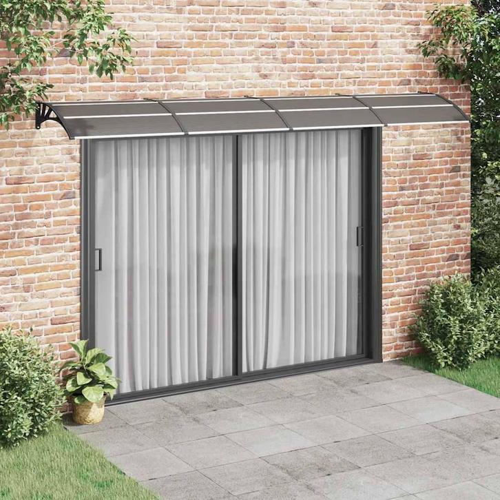 vidaXL Deurluifel 400x75 cm polycarbonaat zwart, Tuin en Terras, Zonneschermen, Nieuw, Verzenden