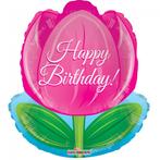 Helium Ballon Tulp Happy Birthday 45cm leeg, Hobby en Vrije tijd, Verzenden, Nieuw