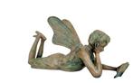 Beeldje - Fairy with book - Brons, Antiek en Kunst