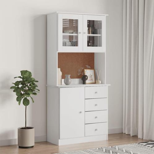 vidaXL buffetkast ALTA 77x35x165 cm massief grenenhout wit, Huis en Inrichting, Kasten | Buffetkasten, 25 tot 50 cm, Nieuw, Grenenhout