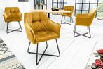 Exclusief design stoel LOFT fluweel mosterdgeel met, Huis en Inrichting, Fauteuils, Ophalen of Verzenden, Nieuw