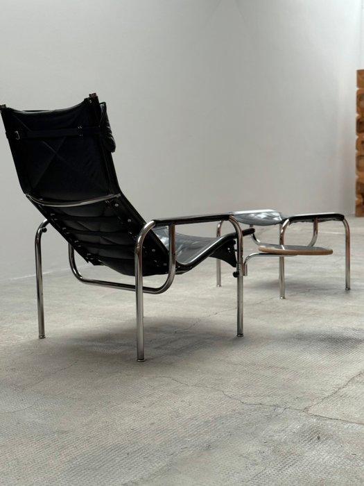 Strässle - Hans Eichenberger - Fauteuil - Leder, stalen, Antiek en Kunst, Antiek | Meubels | Stoelen en Banken