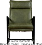 Olijfgroene leren design fauteuil |  olijfgroen leer | NIEUW, Huis en Inrichting, Fauteuils, Nieuw, Ophalen of Verzenden, Industrieel