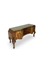 Wandtafel - Walnoot, Hout, Glas, Messing, Wortelnotenhout