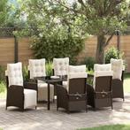 vidaXL 7-delige Tuinset Bruin Poly Rattan, Tuin en Terras, Verzenden, Nieuw, Rotan, Tuinset