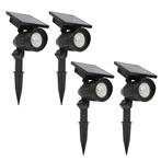 Set 4 stuks LED Solar tuinspot zwart Tuinverlichting, Tuin en Terras, Buitenverlichting, Zonne-energie, Kunststof, Verzenden, Minder dan 50 watt