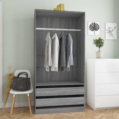 vidaXL Kledingkast 100x50x200 cm bewerkt hout grijs sonoma, Huis en Inrichting, Kasten | Kledingkasten, Nieuw, Verzenden