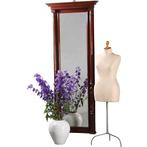 Reusachtige schouwspiegel of passpiegel in noten met zuilen, Antiek en Kunst, Antiek | Spiegels, Ophalen of Verzenden