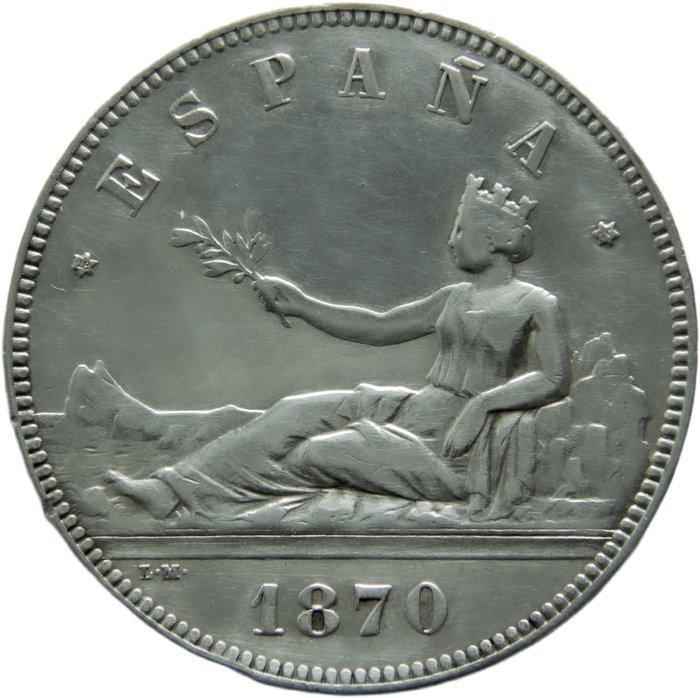 Spanje. Gobierno Provisional. 5 Pesetas Acuñadas en Madrid, Postzegels en Munten, Munten | Europa | Niet-Euromunten